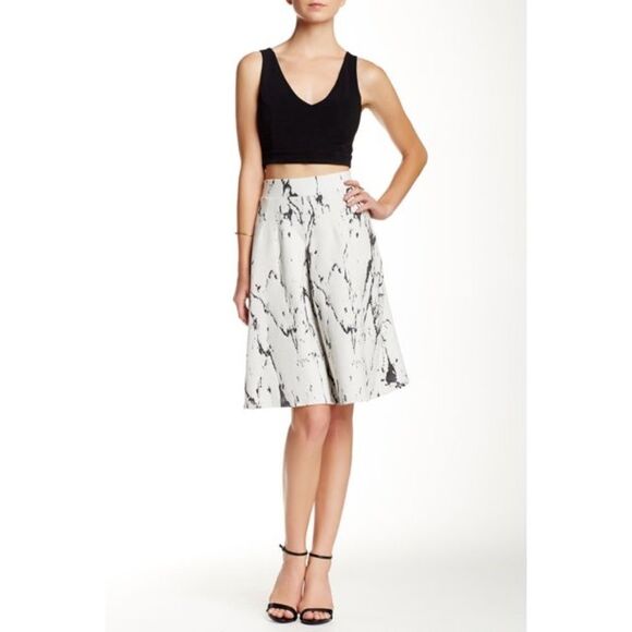 Anthro Everleigh Black/White Marbled Skirt Sz M - Picture 1 of 6